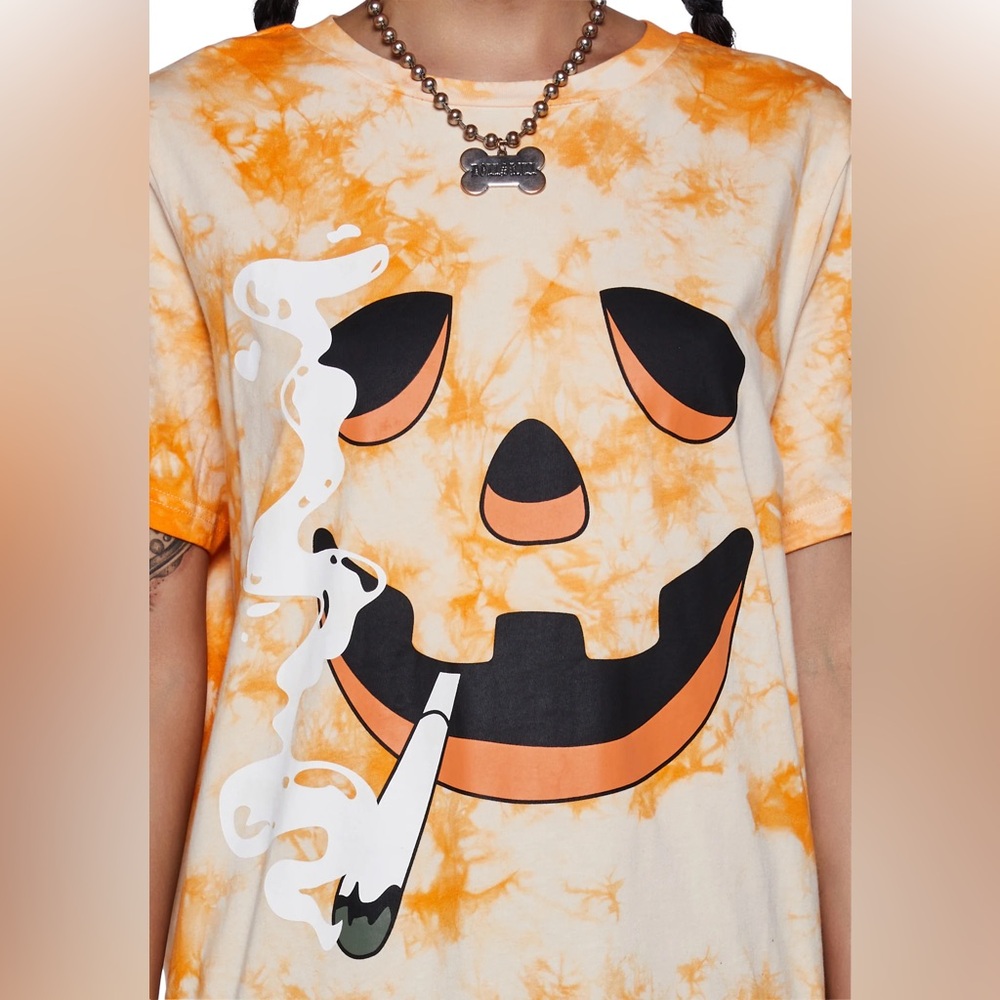 Dolls Kill - Stoner Pumpkin Tie Dye Oversized Tee